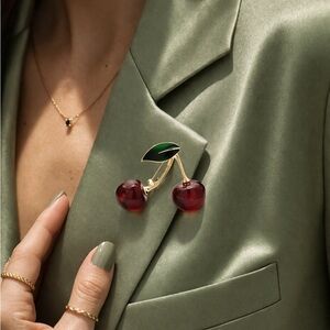 Red Cherry Gold Brooch